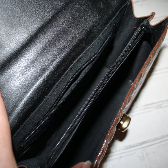 Brown Genuine leather animal print purse 10" purse with chain strap - Picture 3 of 4